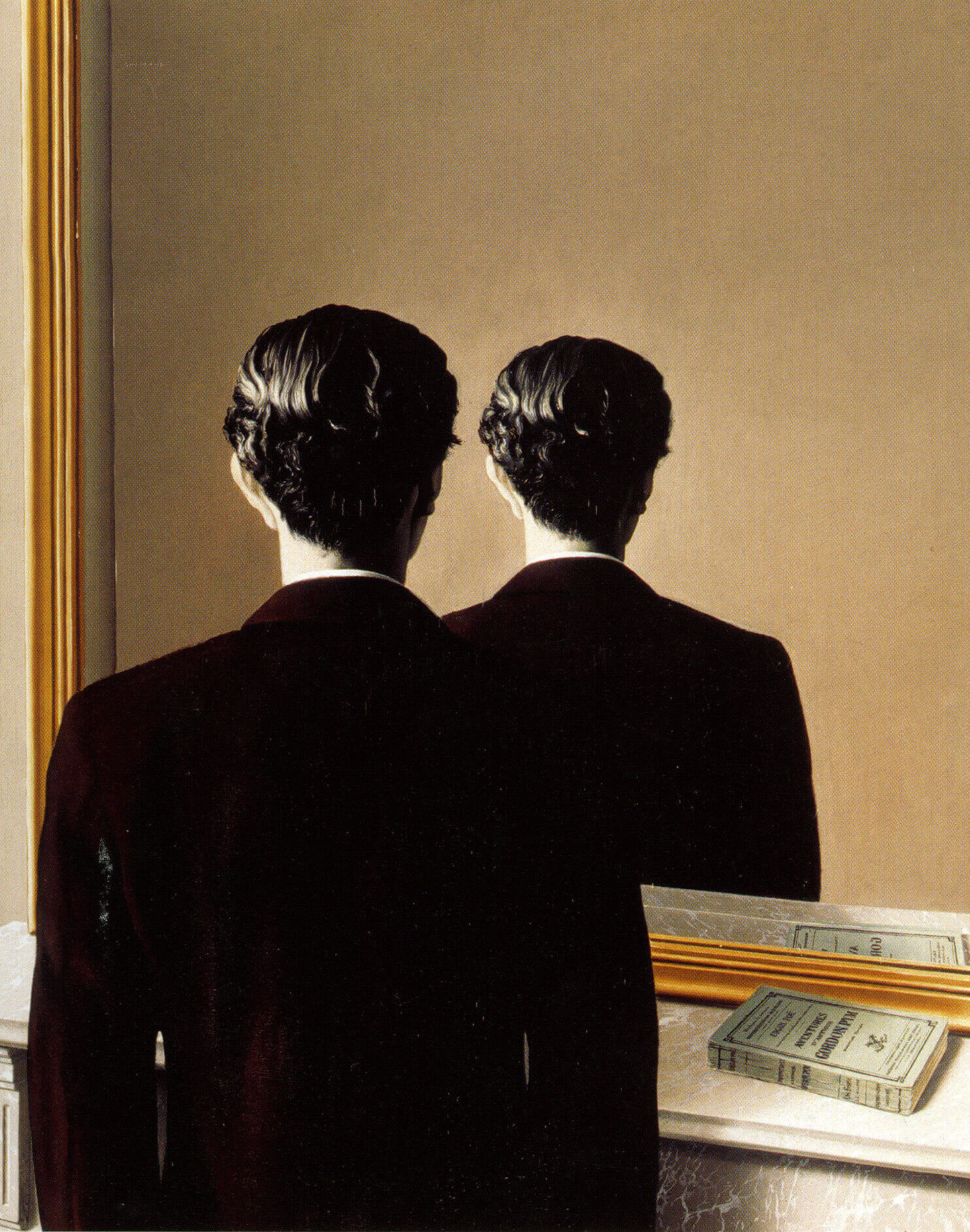 Not to be Reproduced Not to be Reproduced, depicting a man looking into a mirror, the reflection is backwards